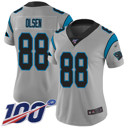 Carolina Panthers Limited Silver Women Greg Olsen Jersey NFL Football #88 100th Season Inverted Legend